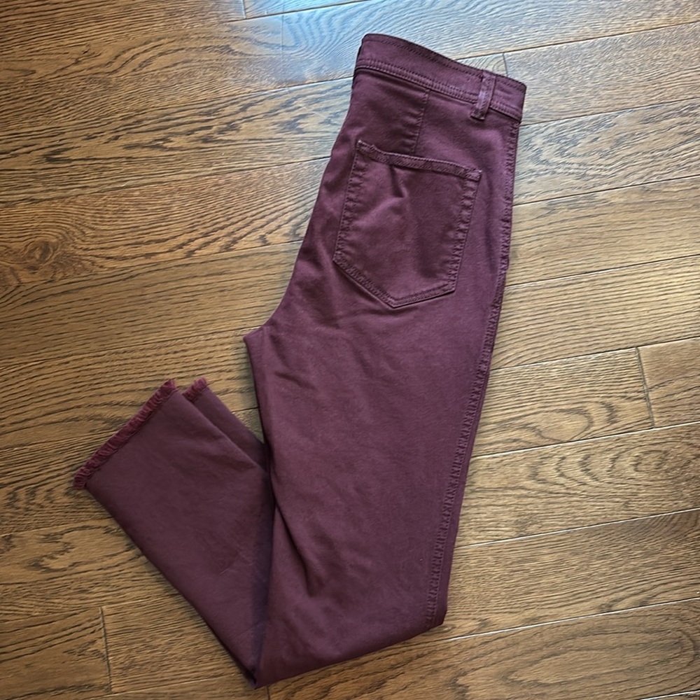 Loft garnet colored button fly raw hem pants - Picture 5 of 5